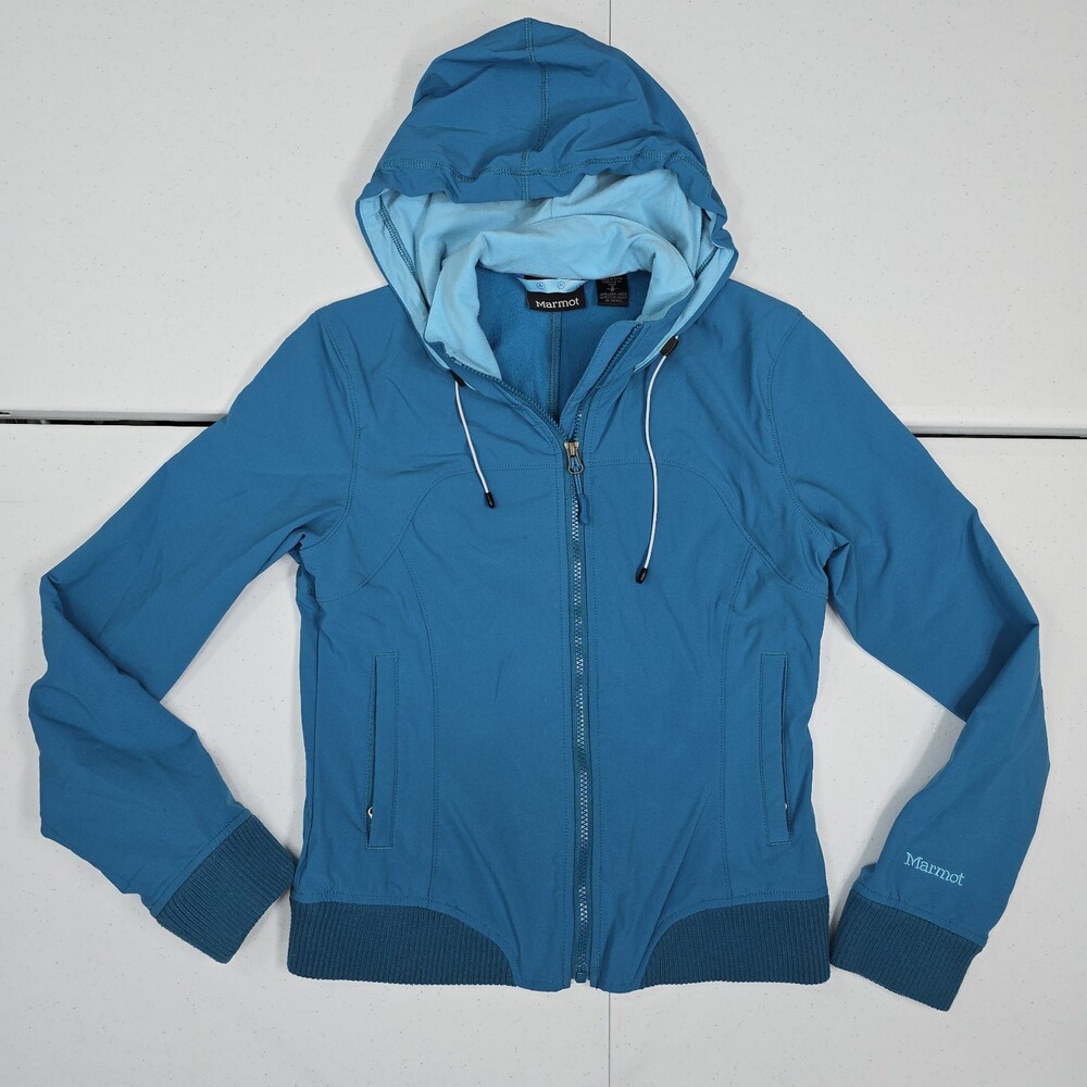 Marmot Women S Water Repellent Fleece Lined Windbreaker Teal Blue Hoodie/Jacket